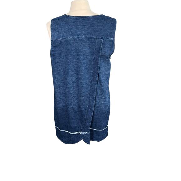 Pure Jill Indigo Tunic Tank Rear Split Hem 100% Cotton Women's Medium Petite - Picture 2 of 9